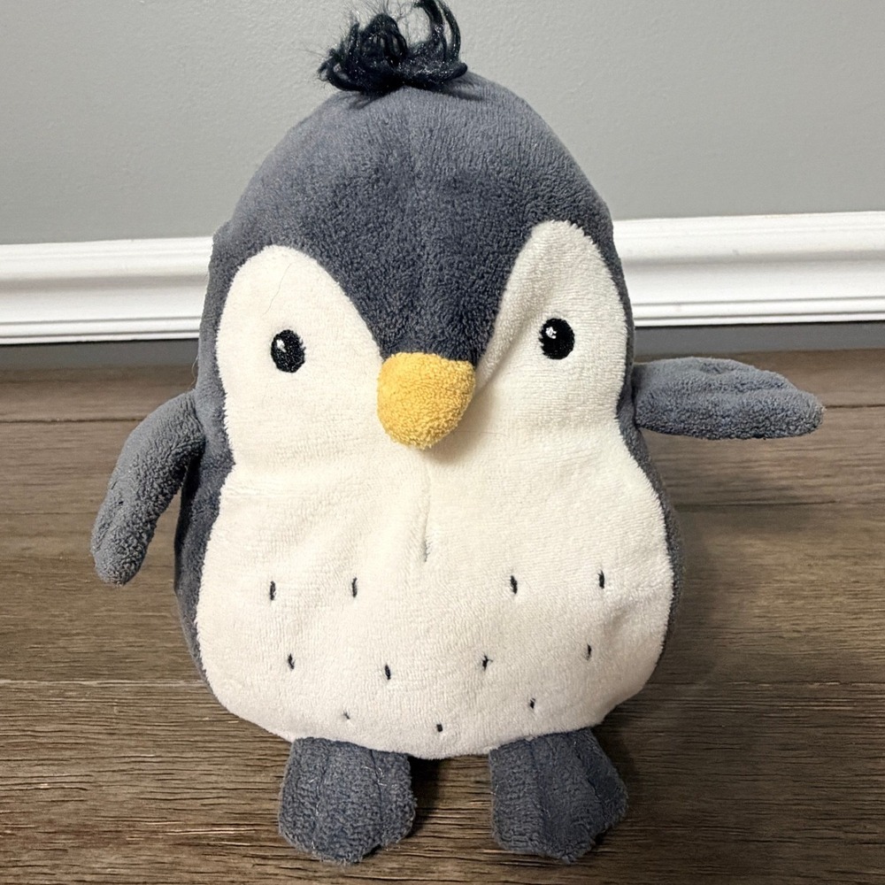 H&M Home Penguin Plush Stuffed Animal Gray White Soft Toy Nursery Decor